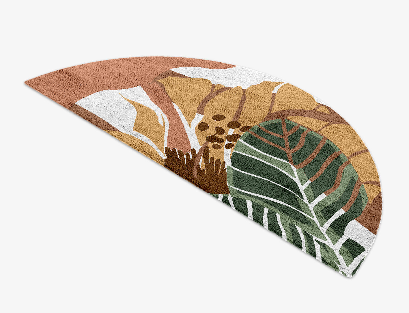Moss Rose Field of Flowers Halfmoon Hand Knotted Bamboo Silk Custom Rug by Rug Artisan