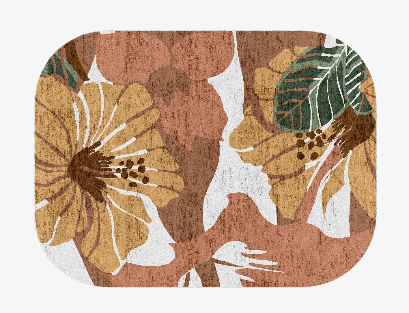 Moss Rose Field of Flowers Oblong Hand Knotted Bamboo Silk Custom Rug by Rug Artisan