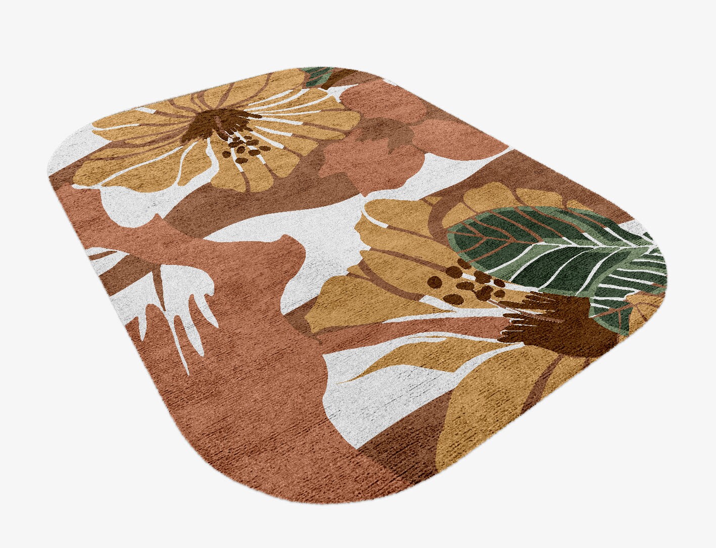 Moss Rose Field of Flowers Oblong Hand Knotted Bamboo Silk Custom Rug by Rug Artisan