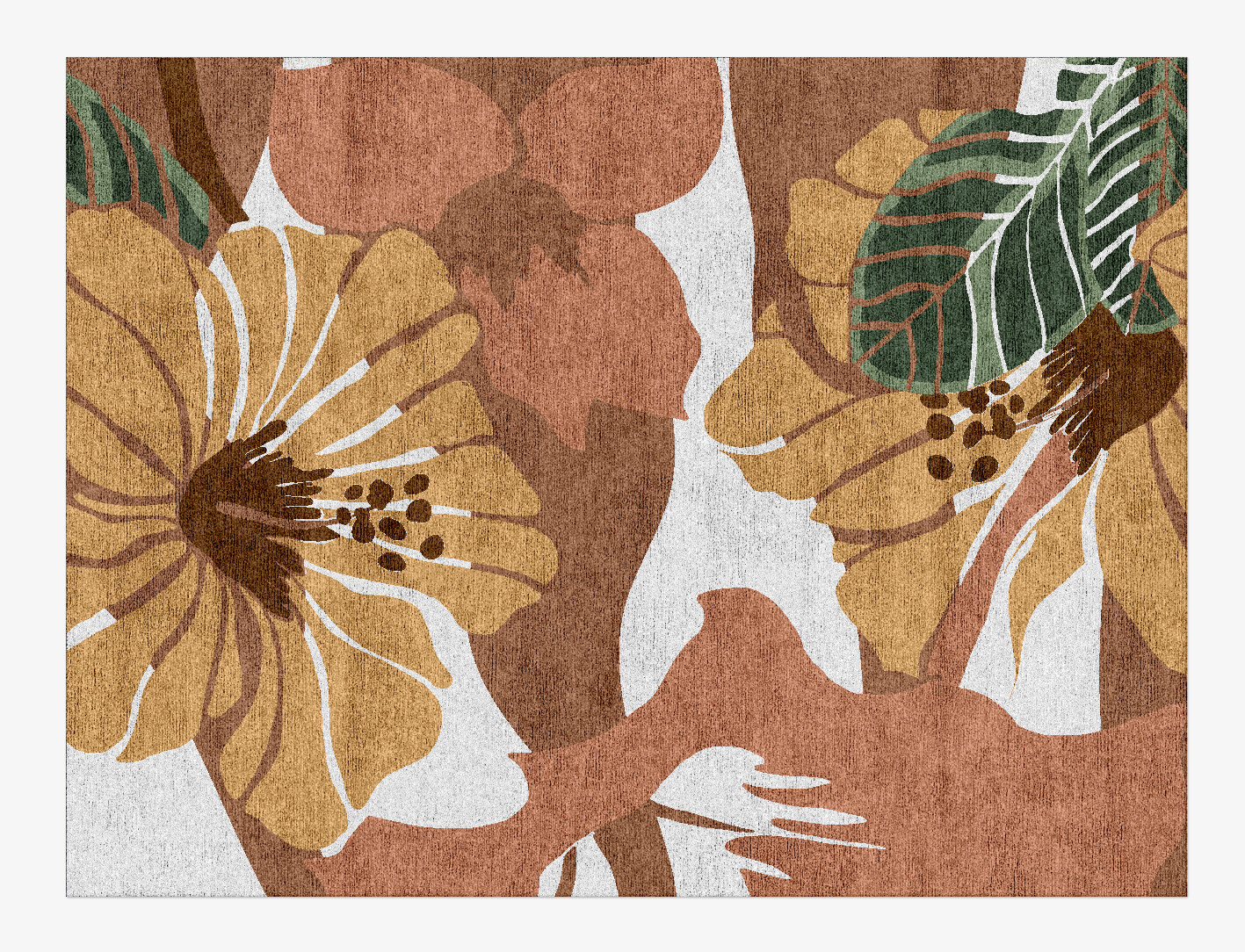 Moss Rose Field of Flowers Rectangle Hand Knotted Bamboo Silk Custom Rug by Rug Artisan