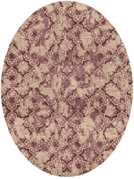 Motif Trellis Vintage Oval Hand Knotted Bamboo Silk Custom Rug by Rug Artisan