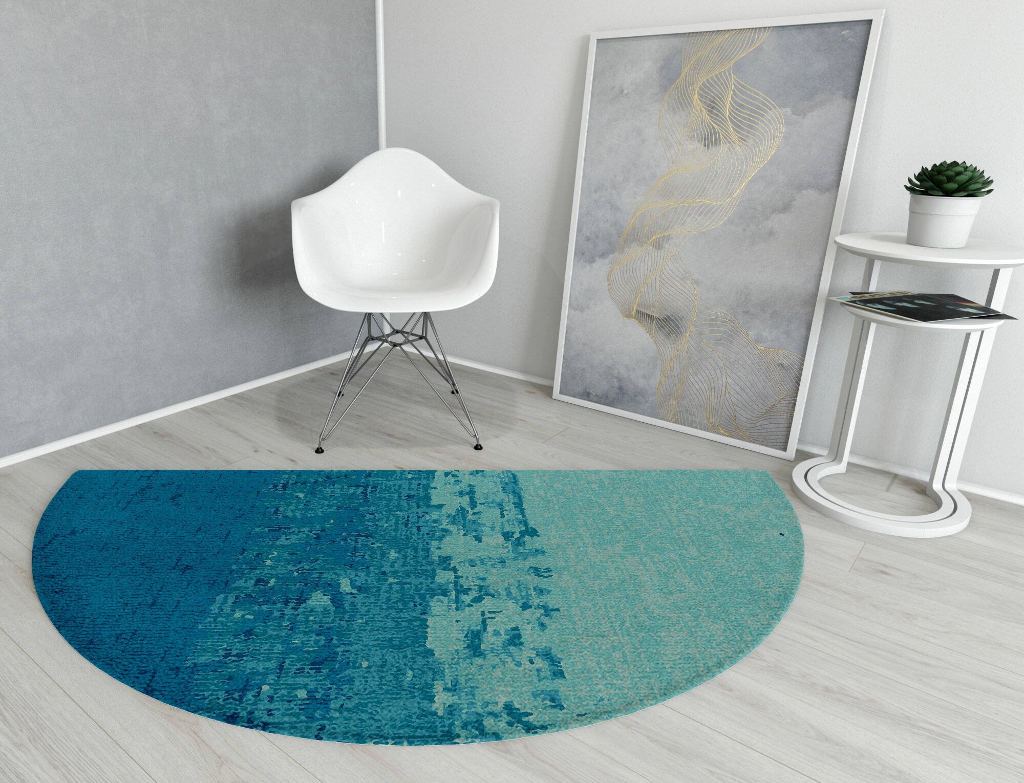 Motley Gradation Halfmoon Hand Knotted Tibetan Wool Custom Rug by Rug Artisan