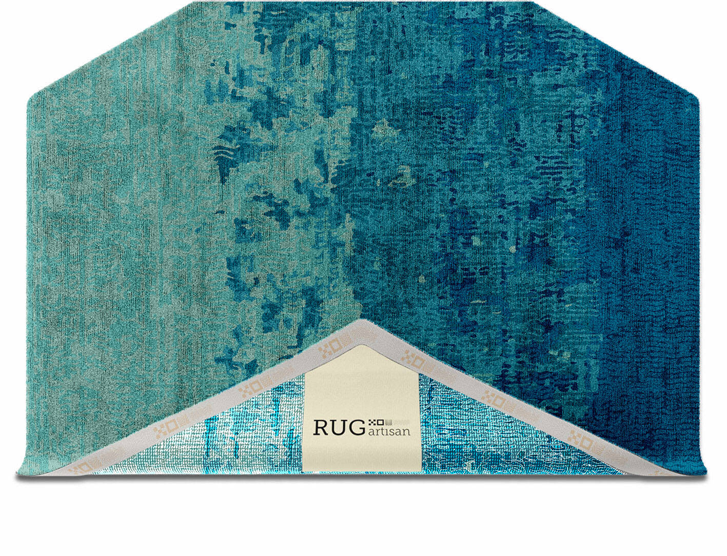 Motley Gradation Hexagon Hand Knotted Bamboo Silk Custom Rug by Rug Artisan