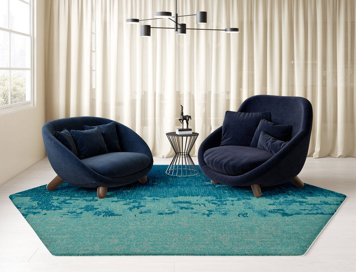Motley Gradation Hexagon Hand Knotted Tibetan Wool Custom Rug by Rug Artisan