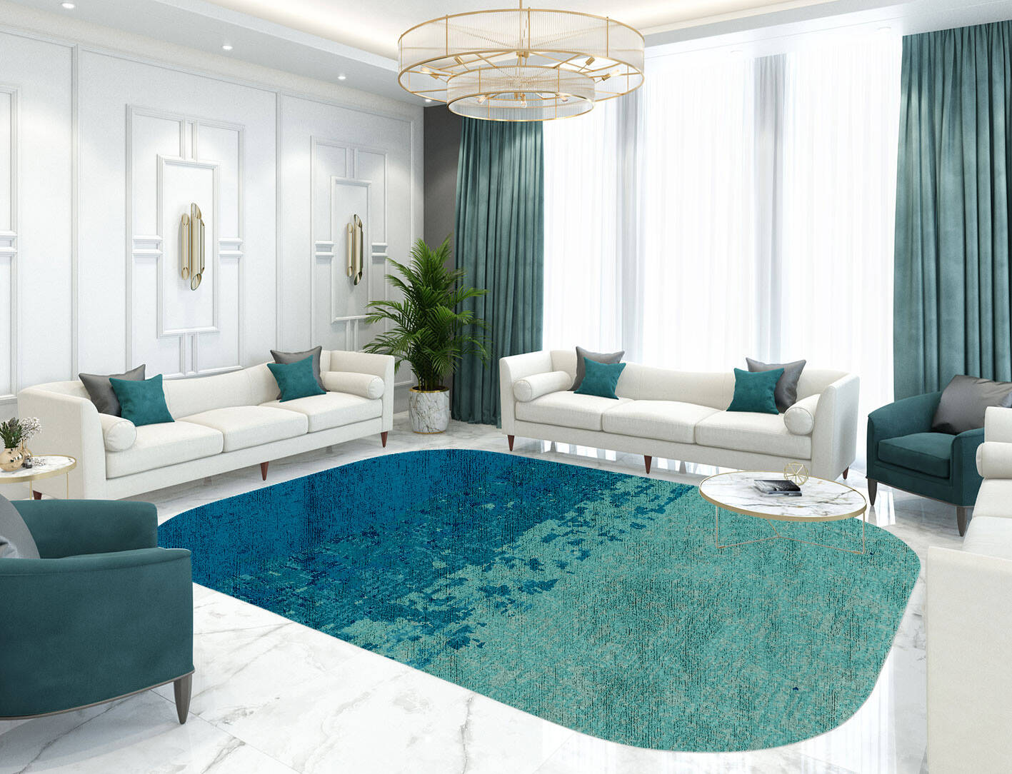 Motley Gradation Oblong Hand Knotted Bamboo Silk Custom Rug by Rug Artisan