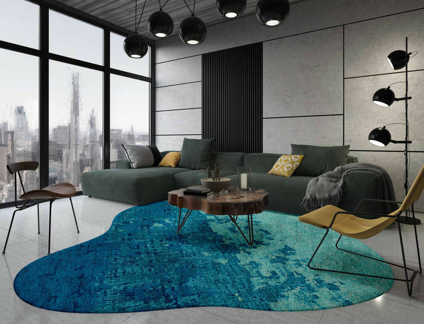 Motley Gradation Splash Hand Knotted Bamboo Silk Custom Rug by Rug Artisan