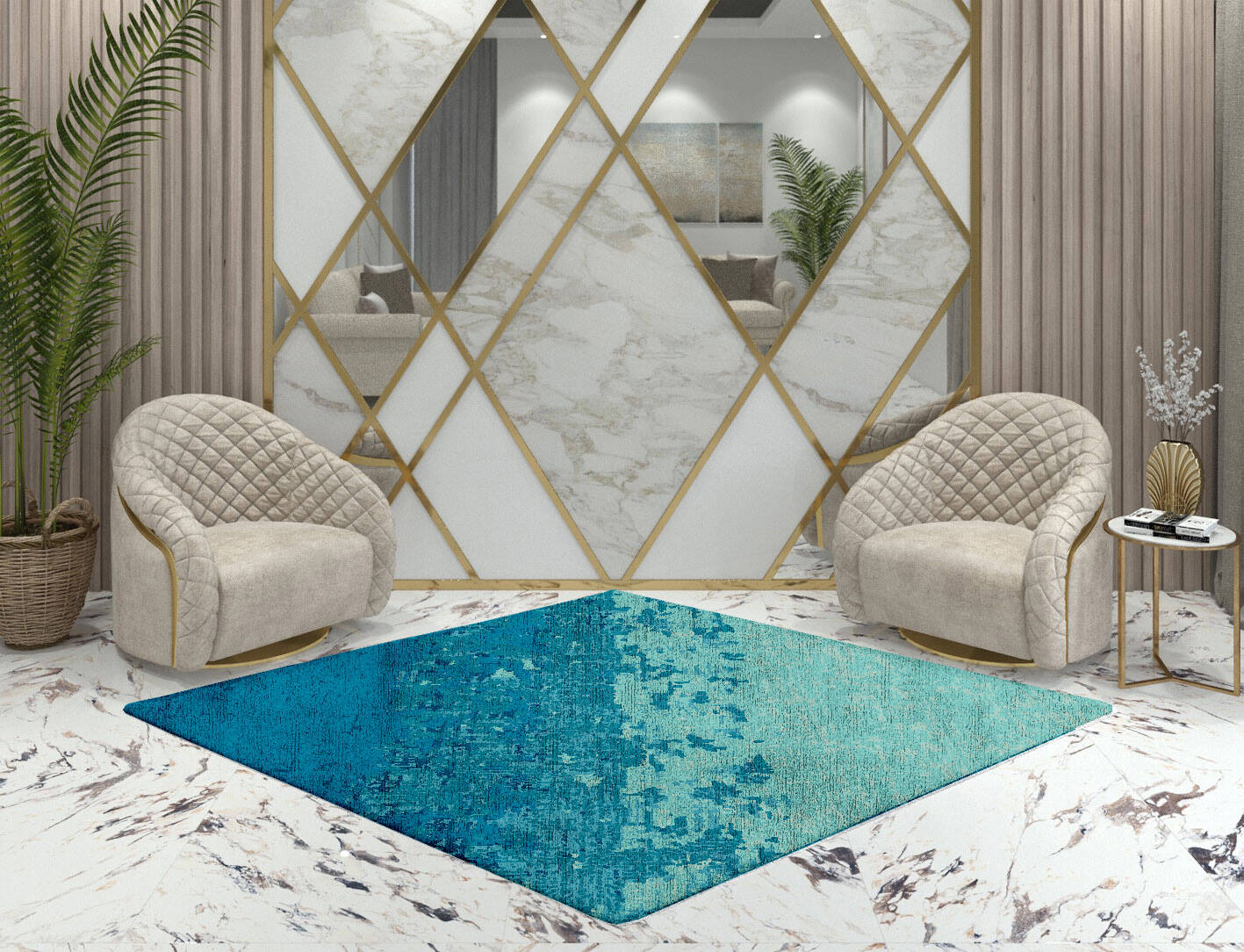 Motley Gradation Diamond Hand Tufted Bamboo Silk Custom Rug by Rug Artisan