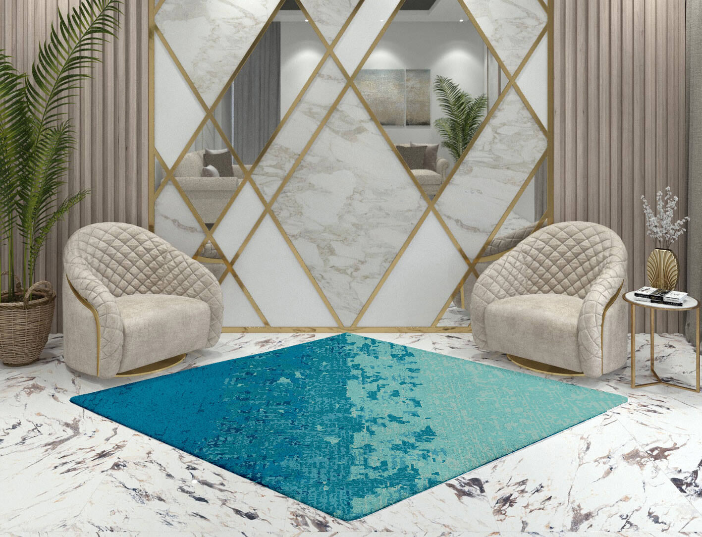 Motley Gradation Diamond Hand Tufted Pure Wool Custom Rug by Rug Artisan