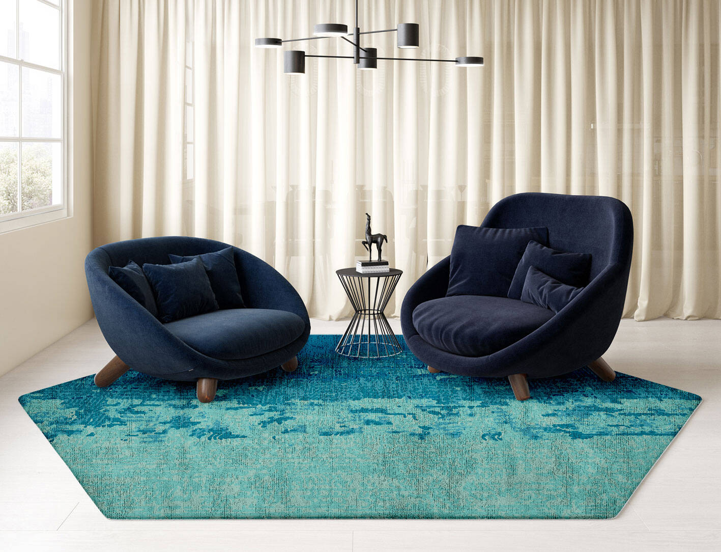 Motley Gradation Hexagon Hand Tufted Bamboo Silk Custom Rug by Rug Artisan