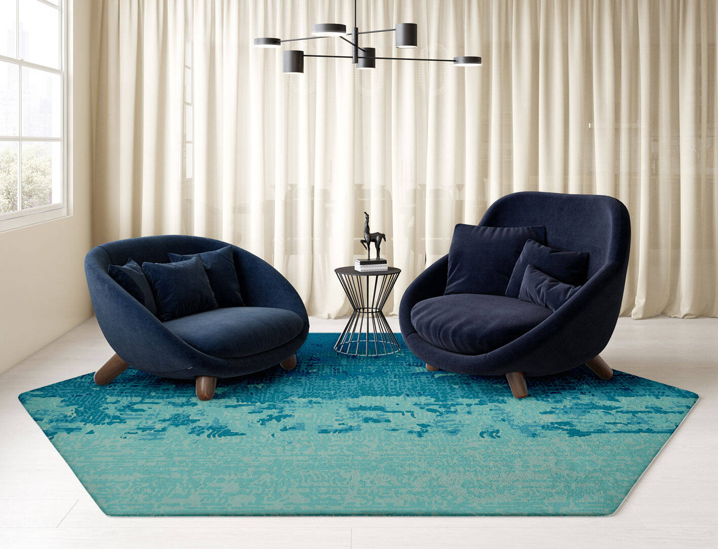 Motley Gradation Hexagon Hand Tufted Pure Wool Custom Rug by Rug Artisan