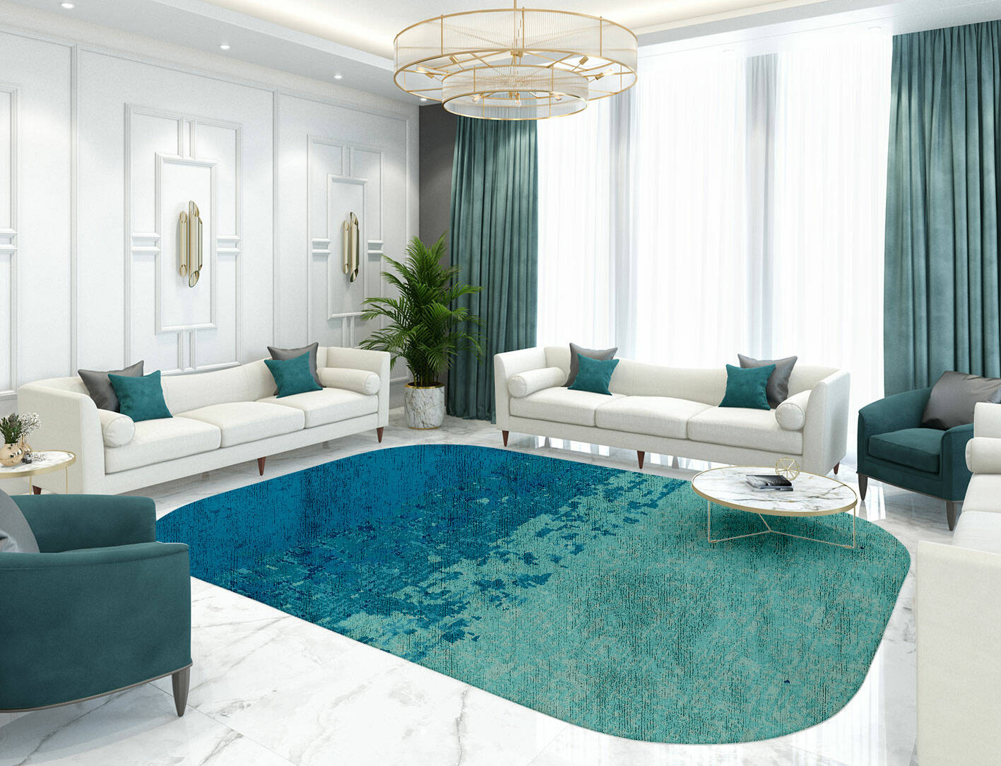 Motley Gradation Oblong Hand Tufted Bamboo Silk Custom Rug by Rug Artisan