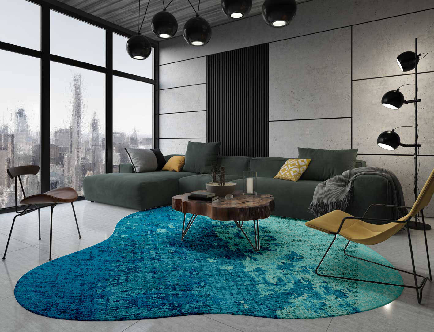 Motley Gradation Splash Hand Tufted Bamboo Silk Custom Rug by Rug Artisan