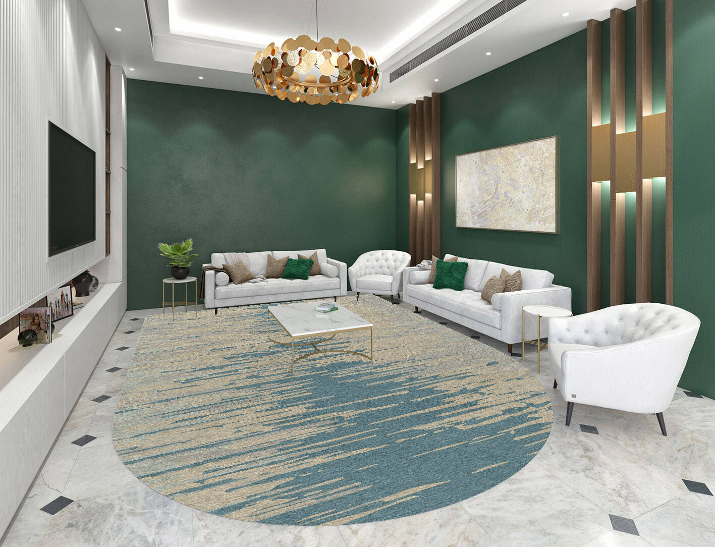 Movement Gradation Arch Hand Knotted Tibetan Wool Custom Rug by Rug Artisan
