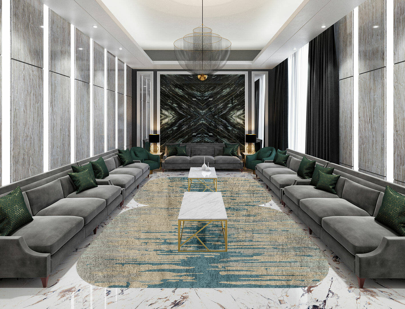 Movement Gradation Eight Hand Knotted Bamboo Silk Custom Rug by Rug Artisan