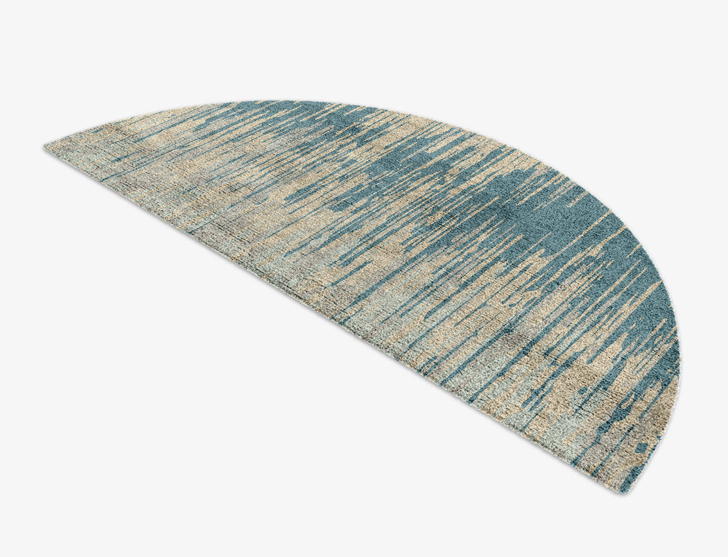 Movement Gradation Halfmoon Hand Knotted Bamboo Silk Custom Rug by Rug Artisan