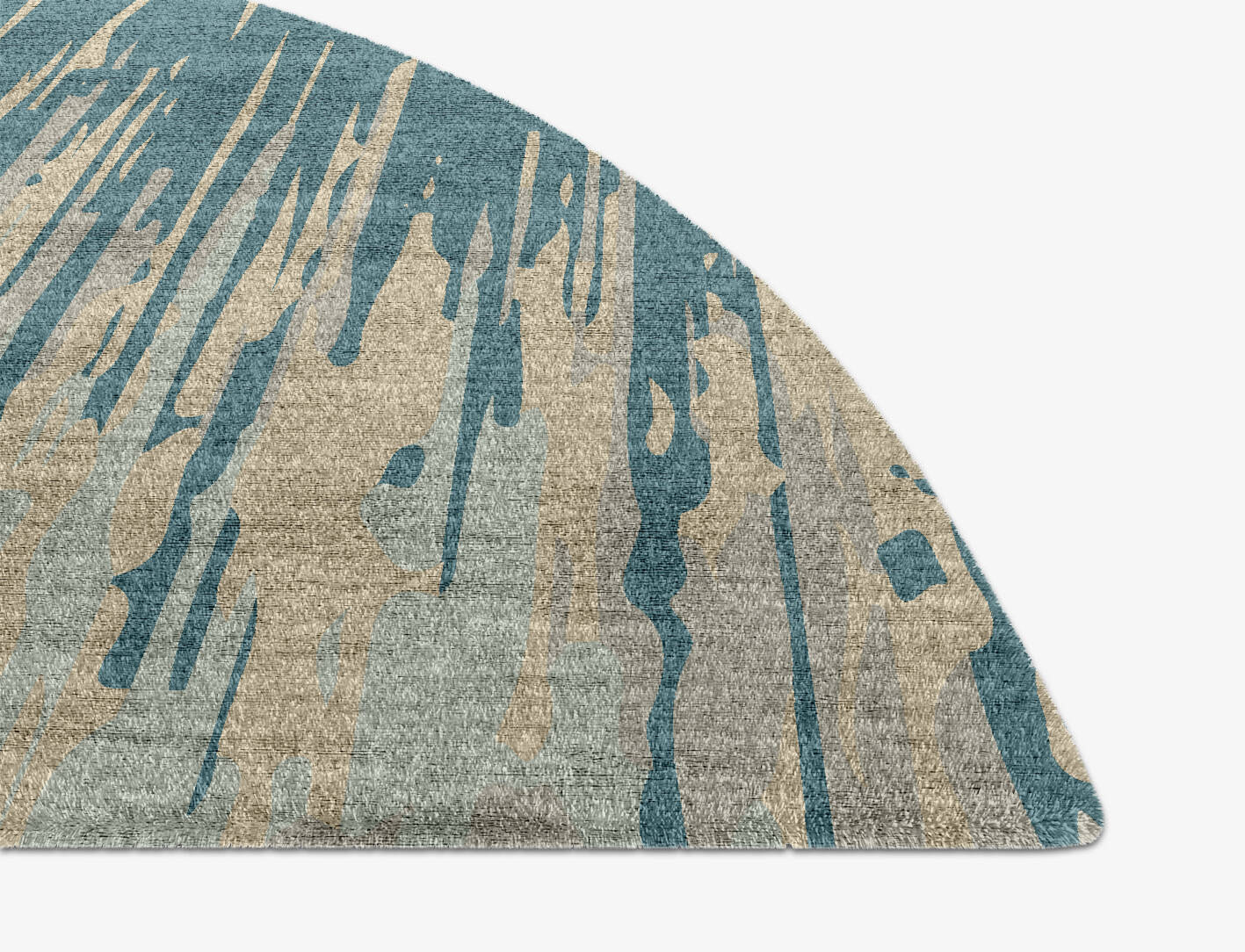 Movement Gradation Halfmoon Hand Knotted Bamboo Silk Custom Rug by Rug Artisan