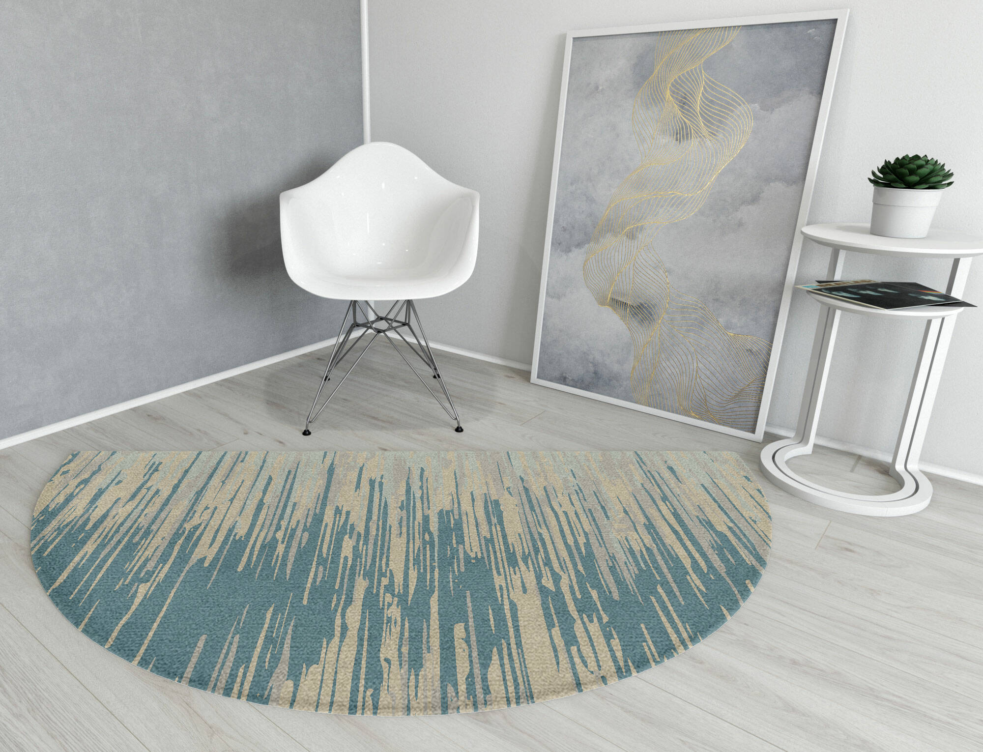 Movement Gradation Halfmoon Hand Knotted Tibetan Wool Custom Rug by Rug Artisan