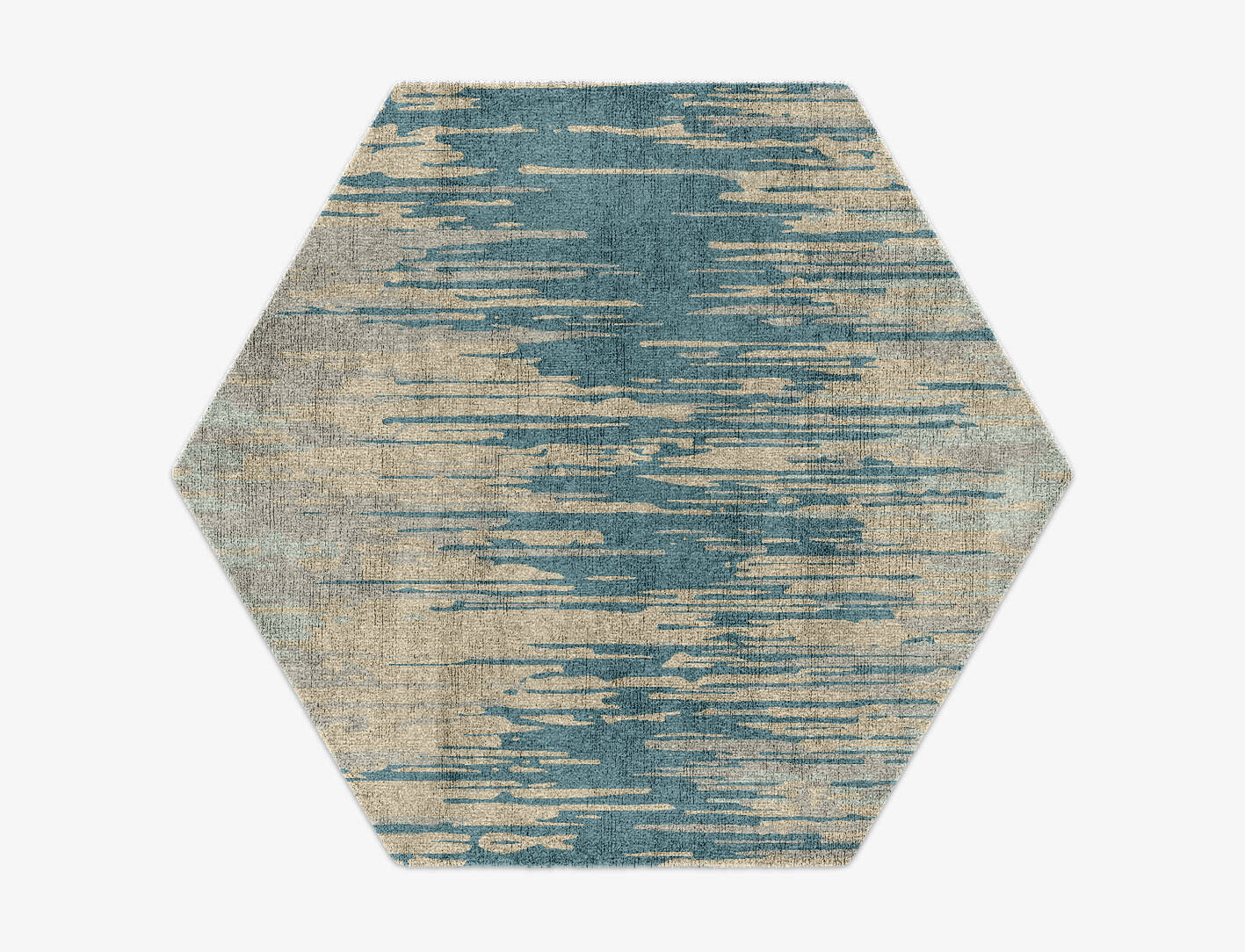 Movement Gradation Hexagon Hand Knotted Bamboo Silk Custom Rug by Rug Artisan