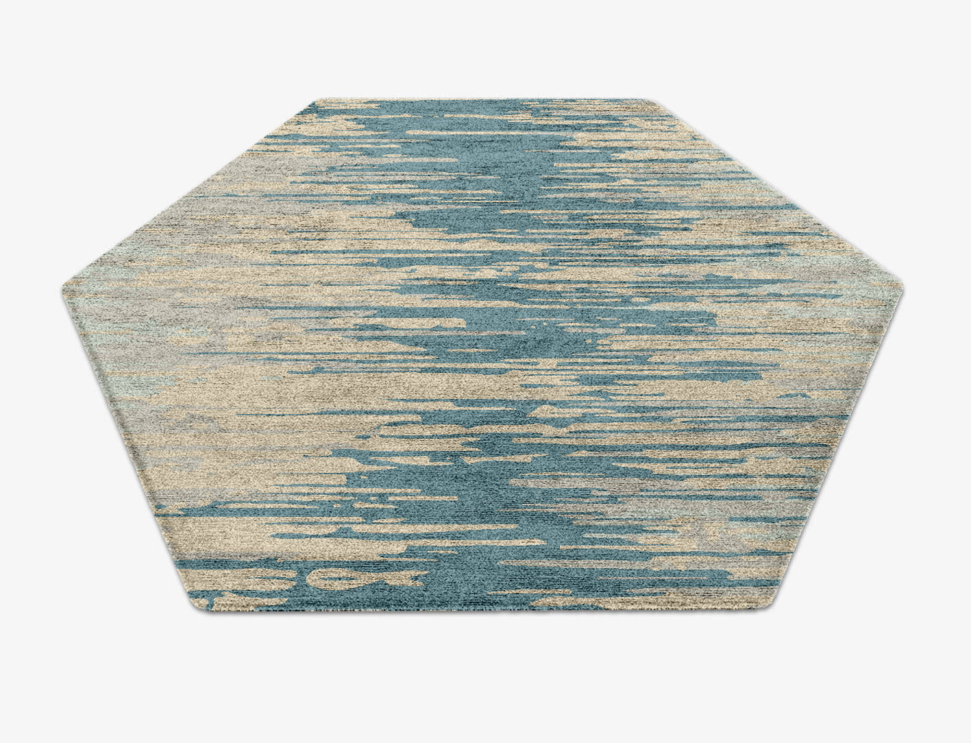Movement Gradation Hexagon Hand Knotted Bamboo Silk Custom Rug by Rug Artisan