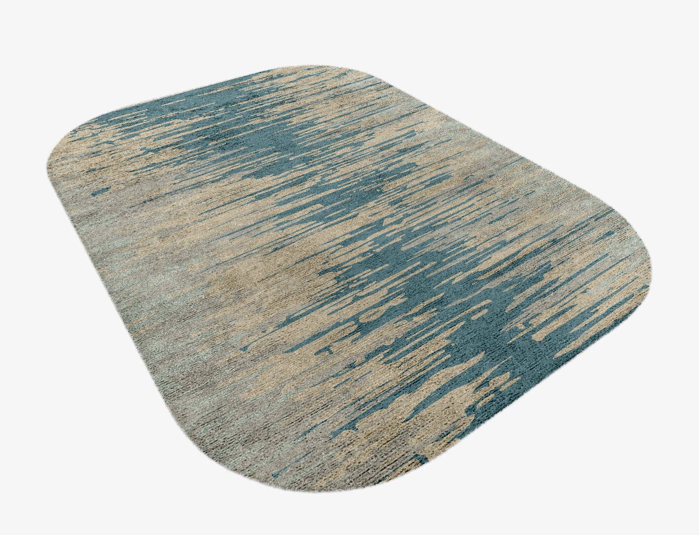 Movement Gradation Oblong Hand Knotted Bamboo Silk Custom Rug by Rug Artisan