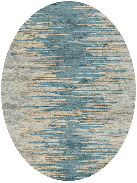 Movement Gradation Oval Hand Knotted Bamboo Silk Custom Rug by Rug Artisan