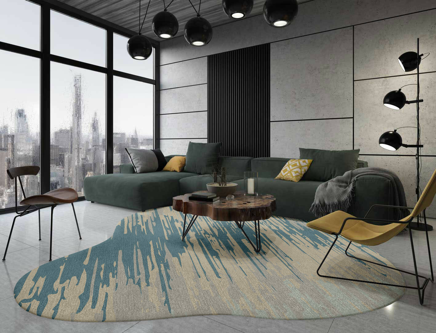 Movement Gradation Splash Hand Knotted Tibetan Wool Custom Rug by Rug Artisan