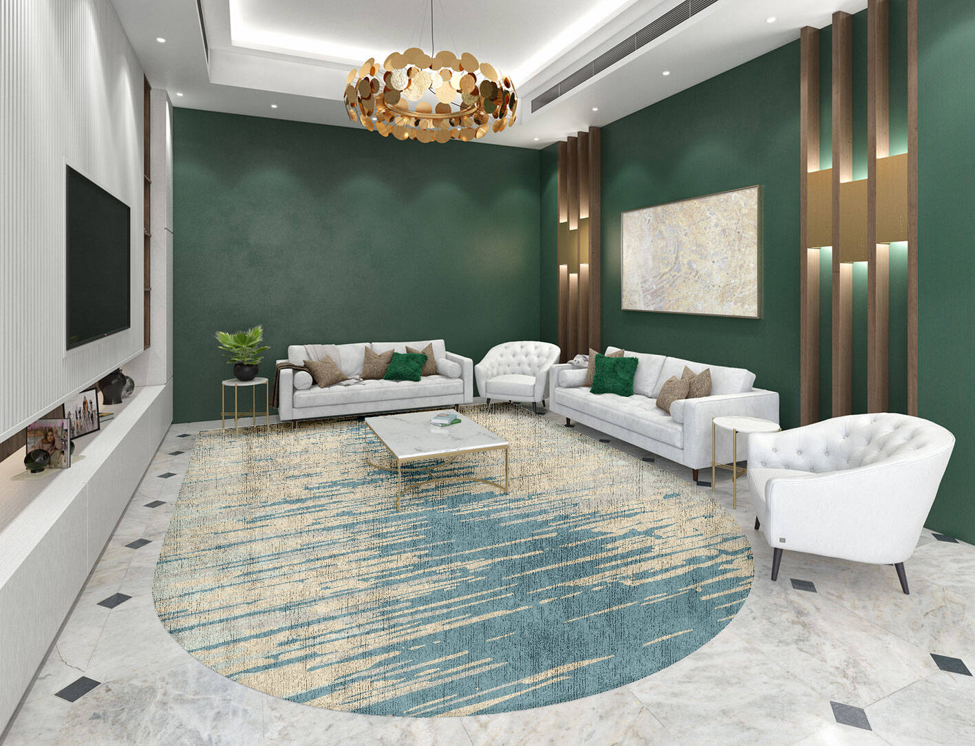 Movement Gradation Arch Hand Tufted Bamboo Silk Custom Rug by Rug Artisan