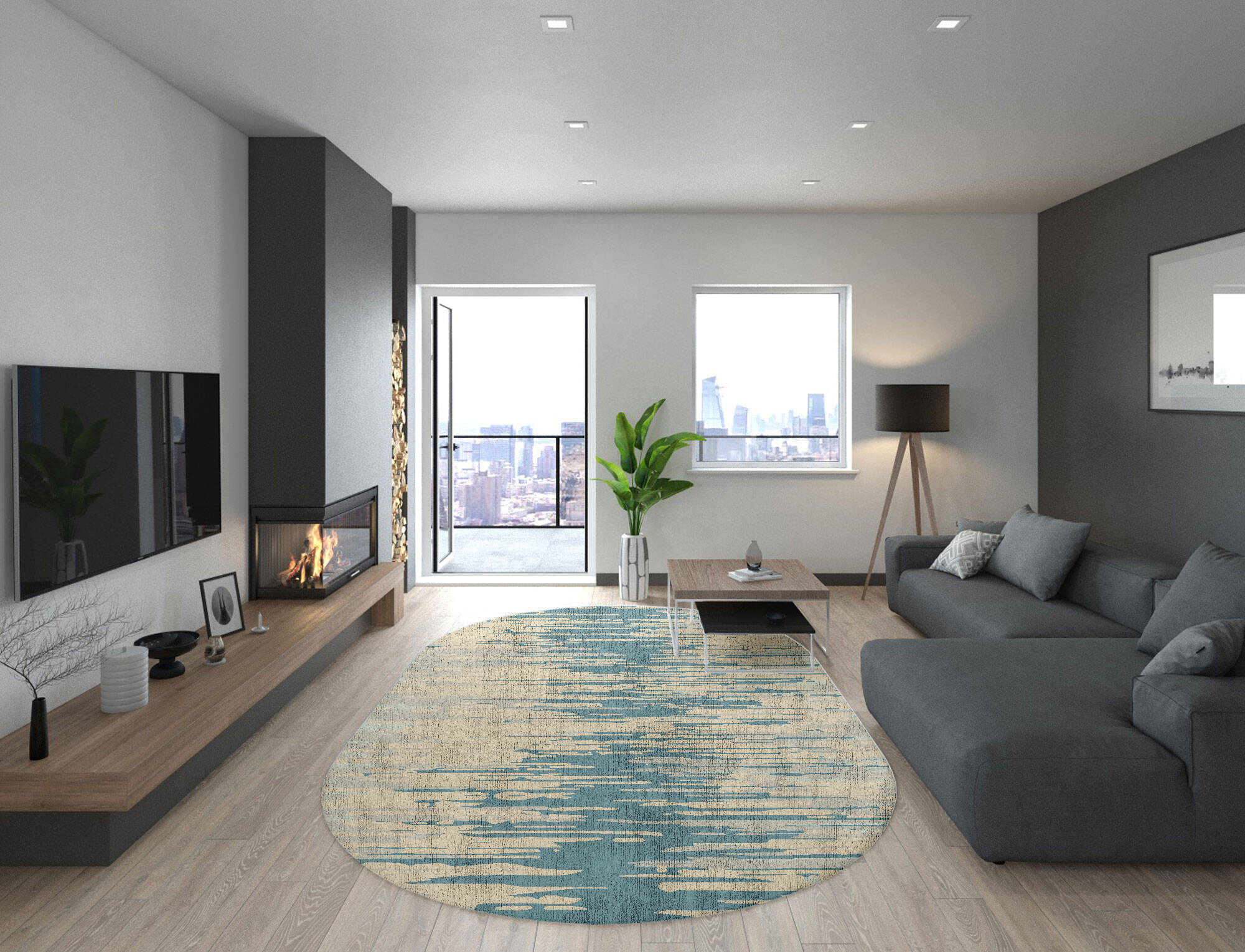 Movement Gradation Capsule Hand Tufted Bamboo Silk Custom Rug by Rug Artisan