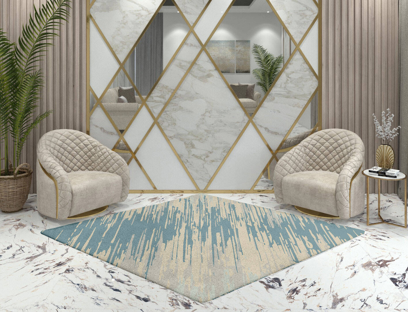 Movement Gradation Diamond Hand Tufted Pure Wool Custom Rug by Rug Artisan