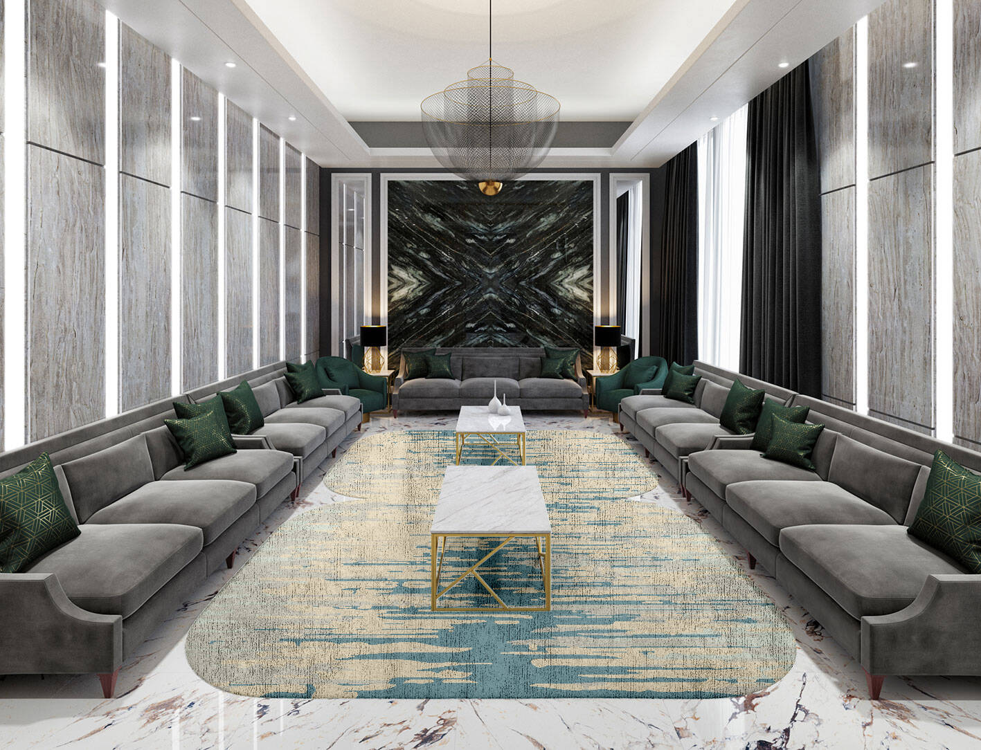 Movement Gradation Eight Hand Tufted Bamboo Silk Custom Rug by Rug Artisan
