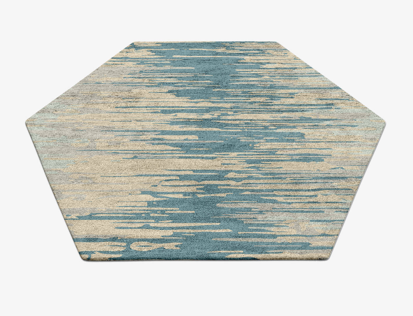 Movement Gradation Hexagon Hand Tufted Bamboo Silk Custom Rug by Rug Artisan