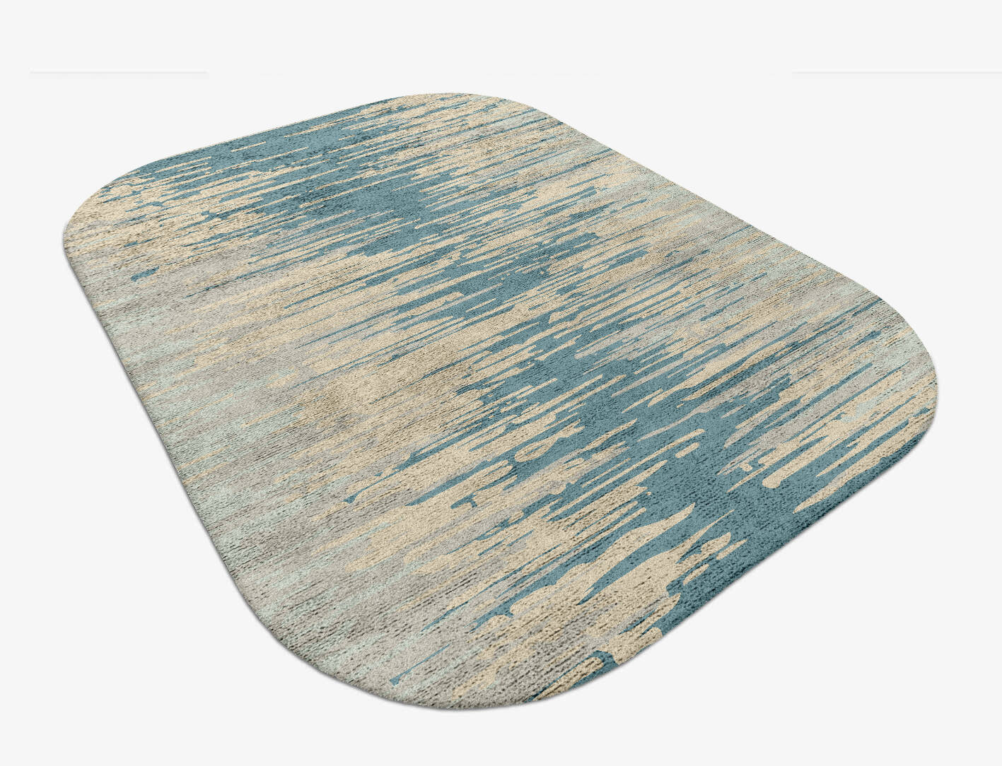 Movement Gradation Oblong Hand Tufted Bamboo Silk Custom Rug by Rug Artisan