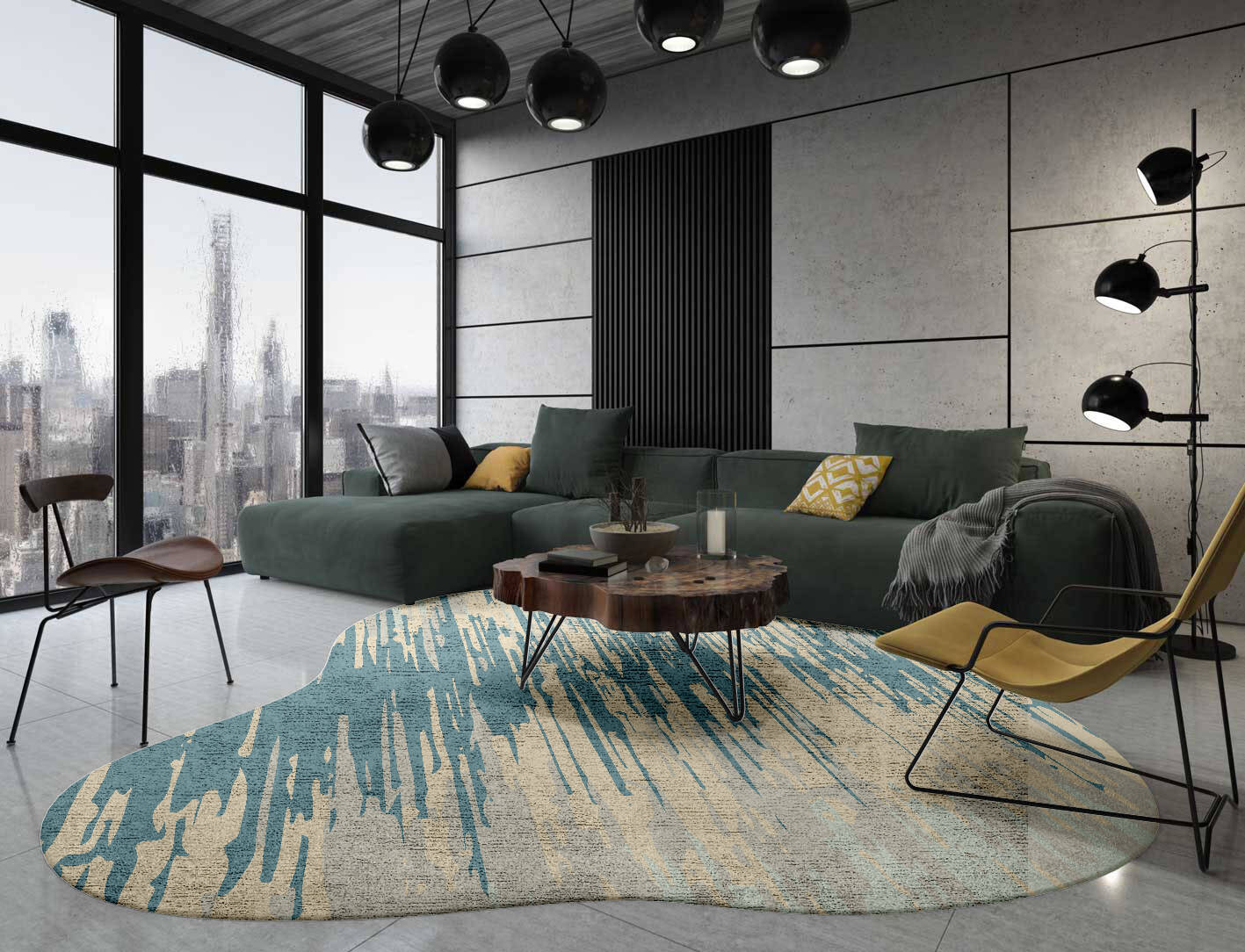 Movement Gradation Splash Hand Tufted Bamboo Silk Custom Rug by Rug Artisan