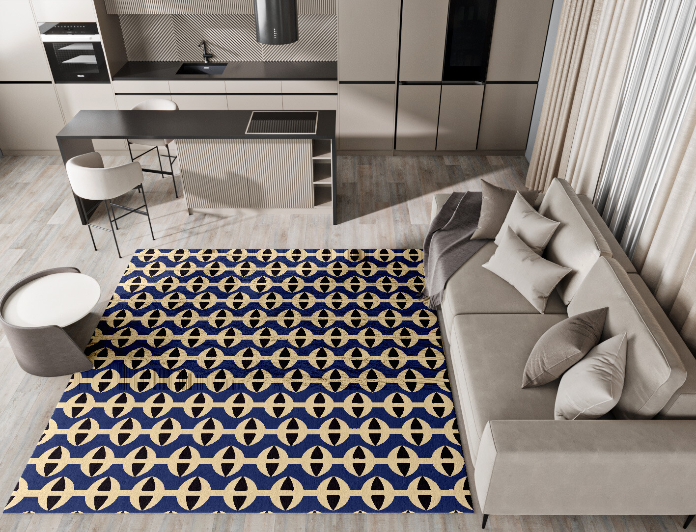 Moving Strings Geometric Square Hand Knotted Bamboo Silk Custom Rug by Rug Artisan