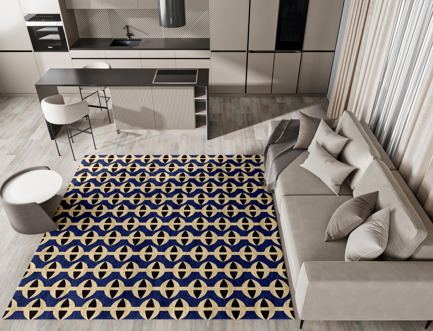 Moving Strings Geometric Square Hand Tufted Bamboo Silk Custom Rug by Rug Artisan