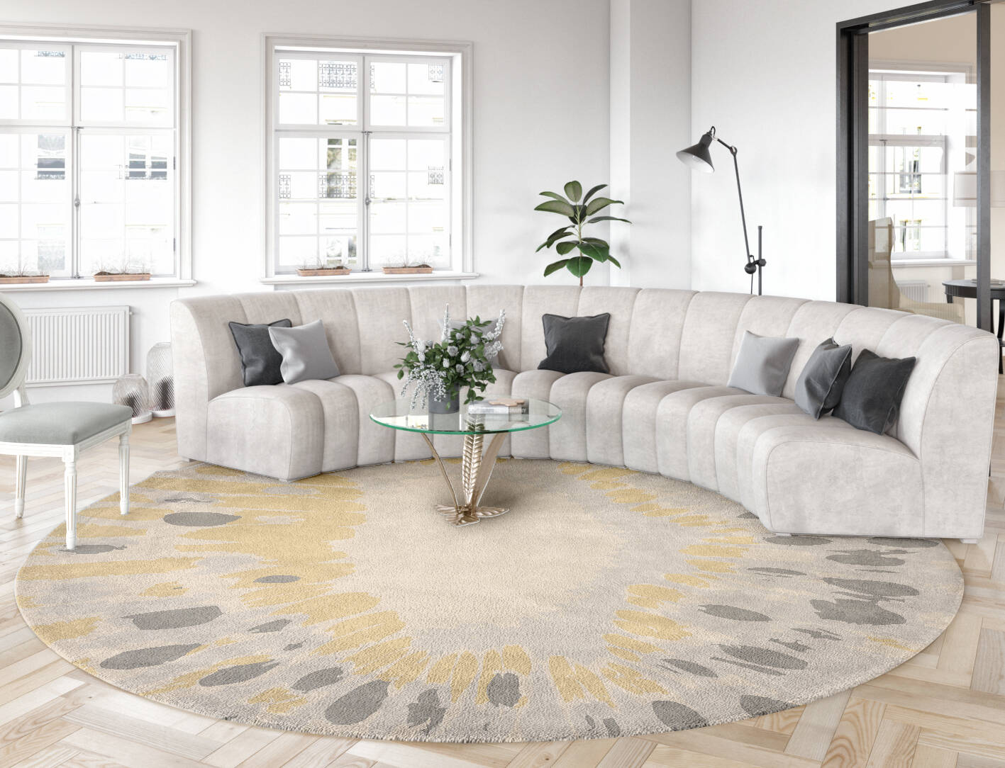 Mucogee Abstract Round Hand Tufted Pure Wool Custom Rug by Rug Artisan