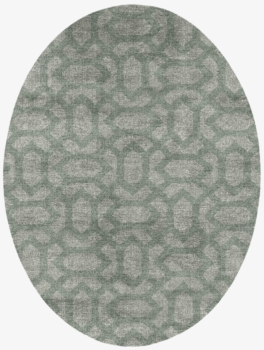 Mughal Minimalist Oval Flatweave Bamboo Silk Custom Rug by Rug Artisan