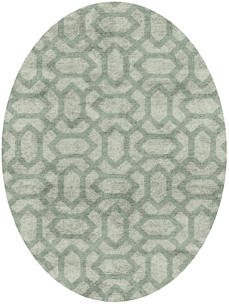 Mughal Minimalist Oval Hand Tufted Bamboo Silk Custom Rug by Rug Artisan