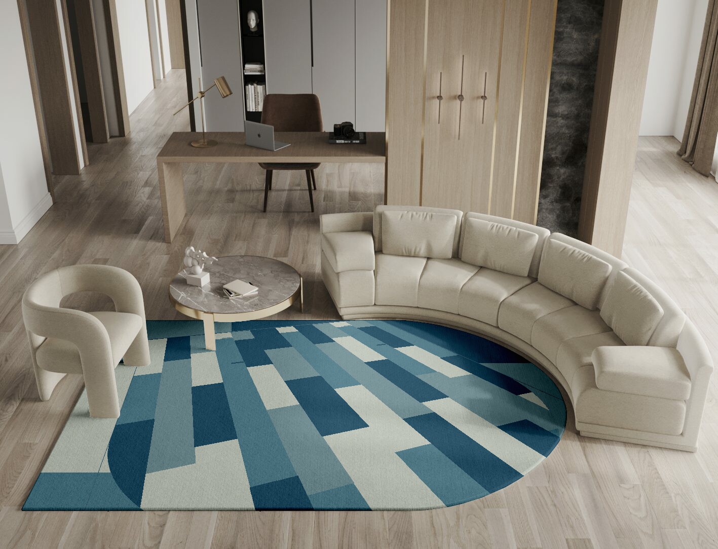 Muralis Geometric Arch Hand Knotted Tibetan Wool Custom Rug by Rug Artisan