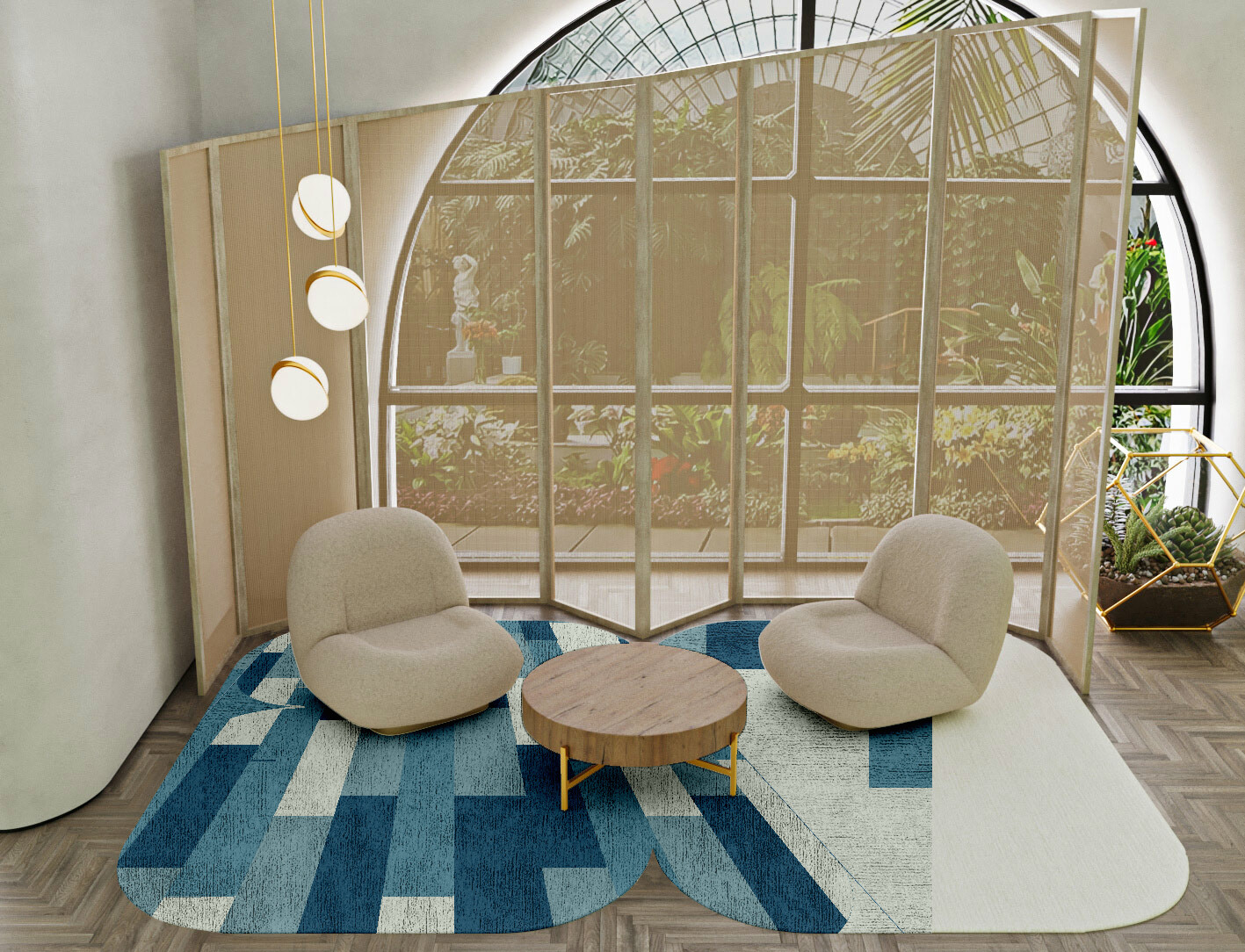 Muralis Geometric Eight Hand Knotted Bamboo Silk Custom Rug by Rug Artisan