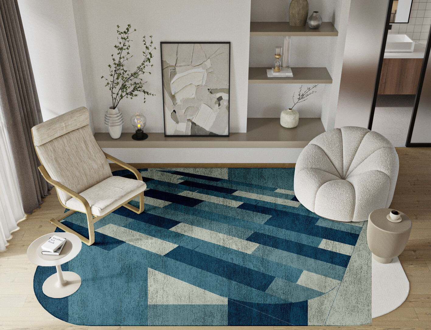 Muralis Geometric Oblong Hand Knotted Bamboo Silk Custom Rug by Rug Artisan