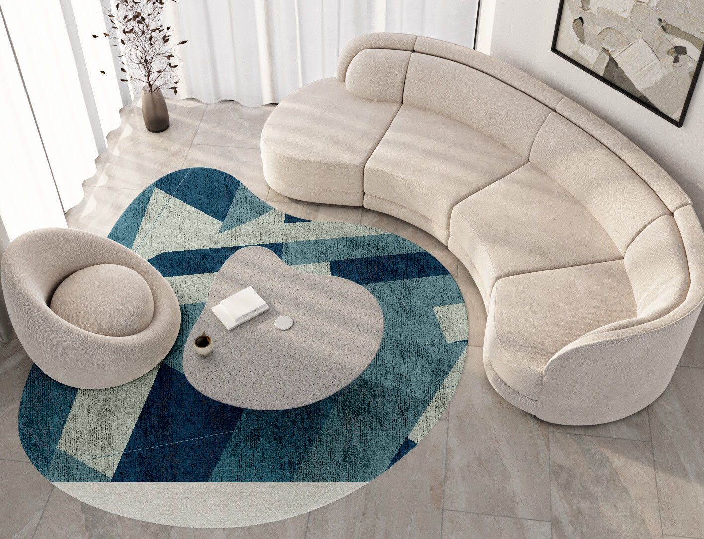 Muralis Geometric Splash Hand Knotted Bamboo Silk Custom Rug by Rug Artisan