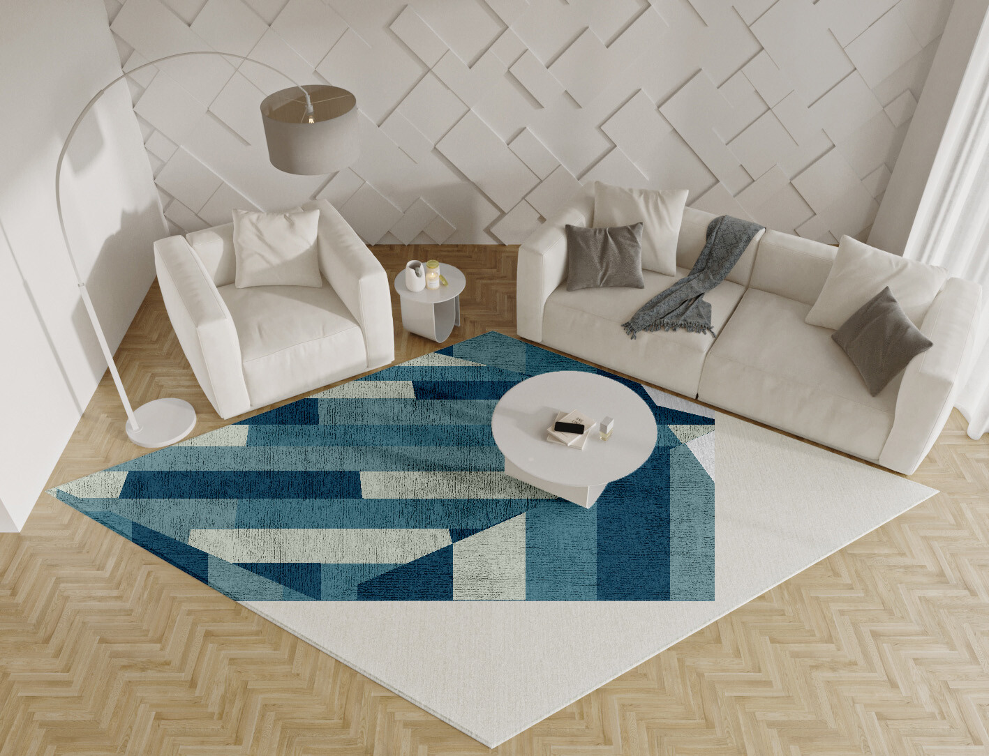 Muralis Geometric Diamond Hand Tufted Bamboo Silk Custom Rug by Rug Artisan
