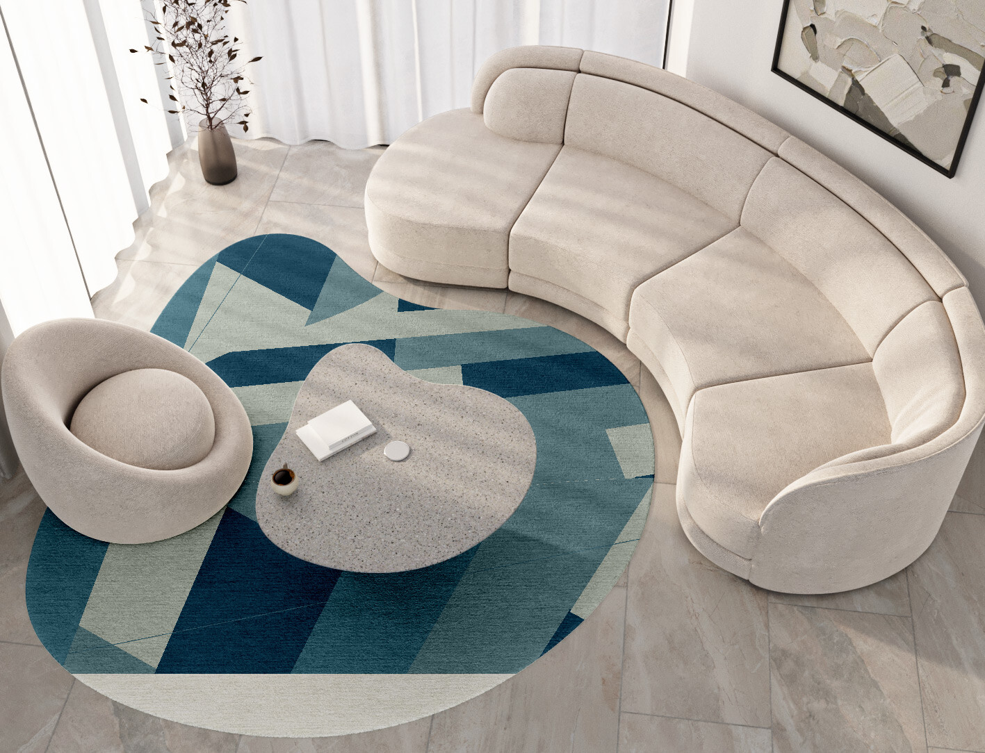 Muralis Geometric Splash Hand Tufted Pure Wool Custom Rug by Rug Artisan