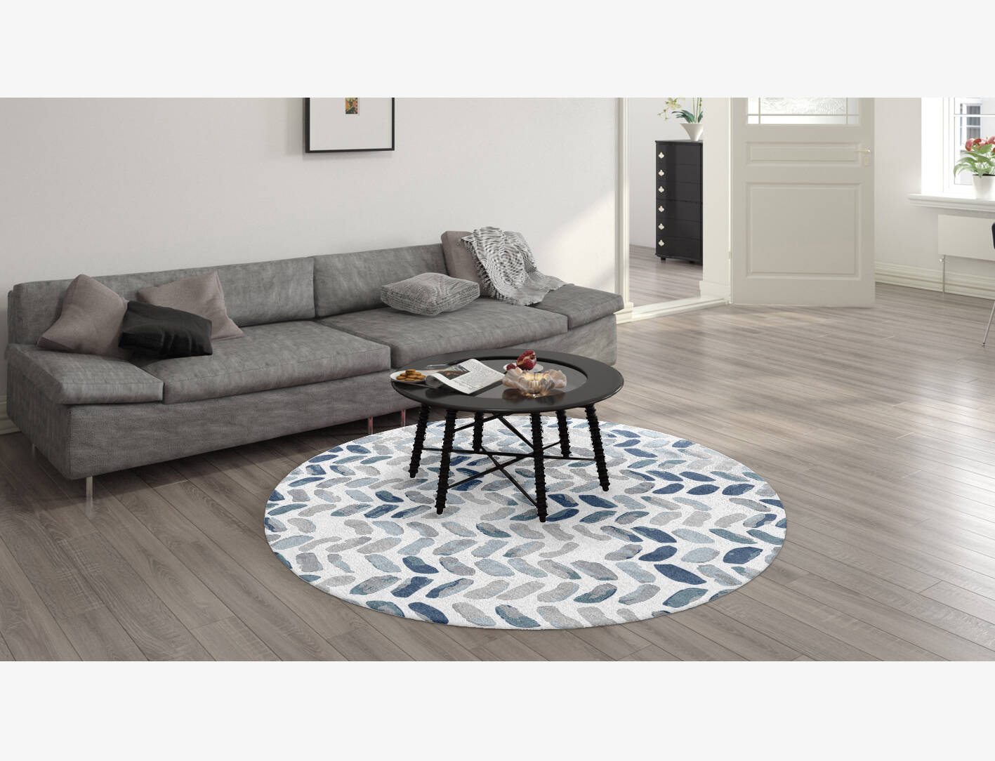 Muse Cerulean Round Hand Knotted Bamboo Silk Custom Rug by Rug Artisan