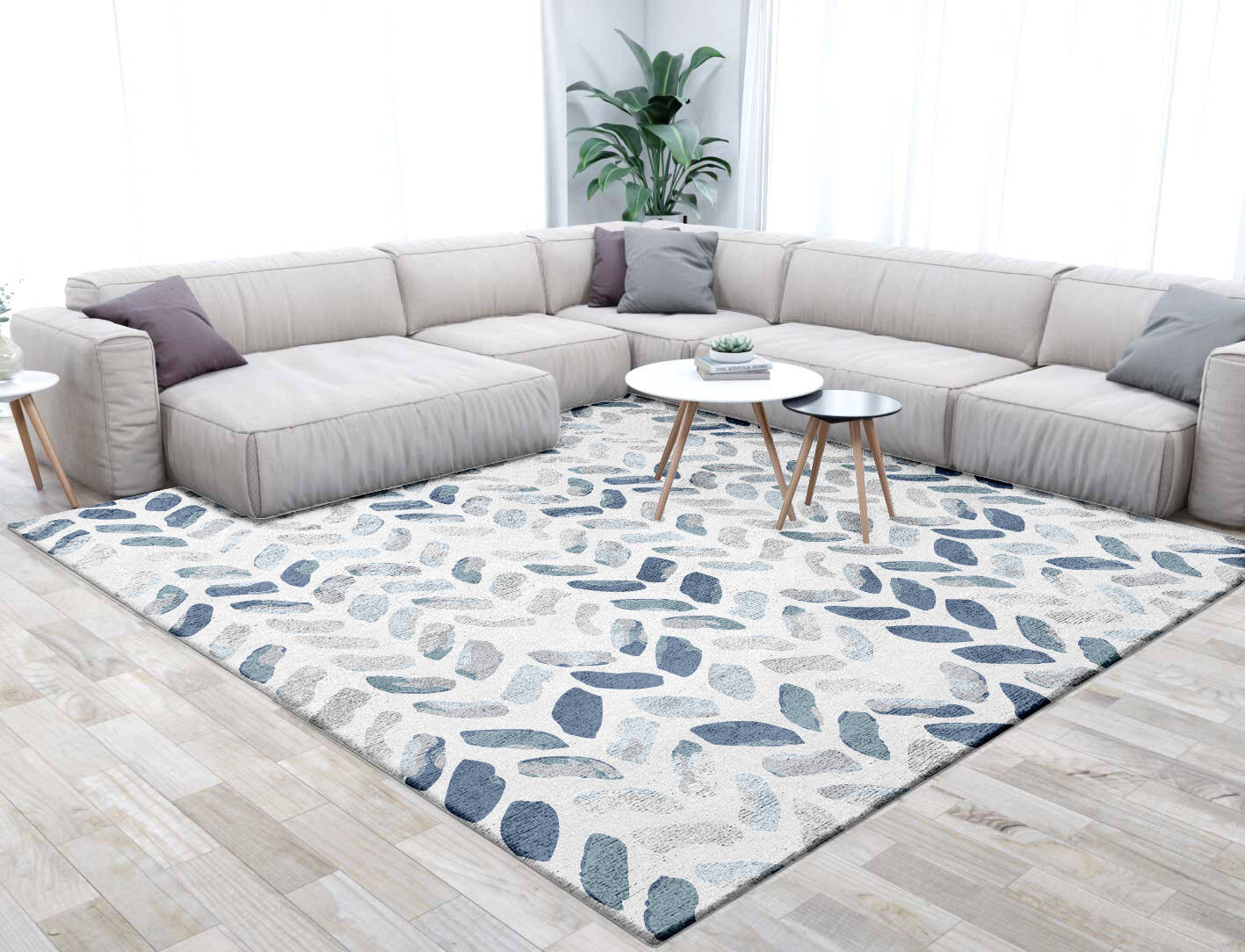 Muse Cerulean Square Hand Tufted Bamboo Silk Custom Rug by Rug Artisan