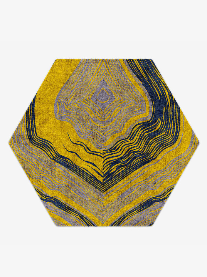 Myopia Modern Art Hexagon Hand Knotted Bamboo Silk Custom Rug by Rug Artisan