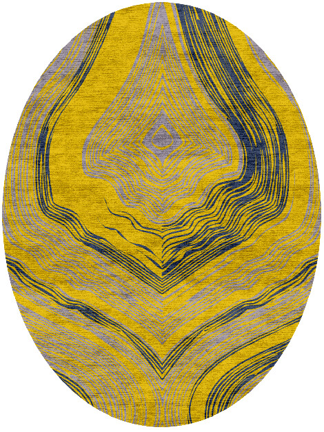 Myopia Modern Art Oval Hand Knotted Bamboo Silk Custom Rug by Rug Artisan