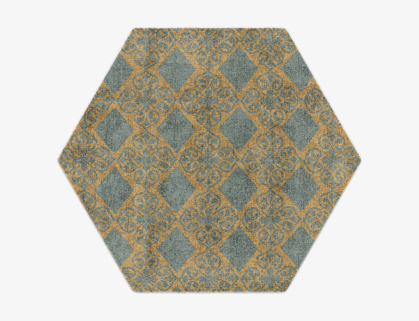 Nadine Blue Royal Hexagon Hand Knotted Bamboo Silk Custom Rug by Rug Artisan