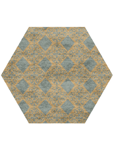 Nadine Blue Royal Hexagon Hand Knotted Bamboo Silk Custom Rug by Rug Artisan
